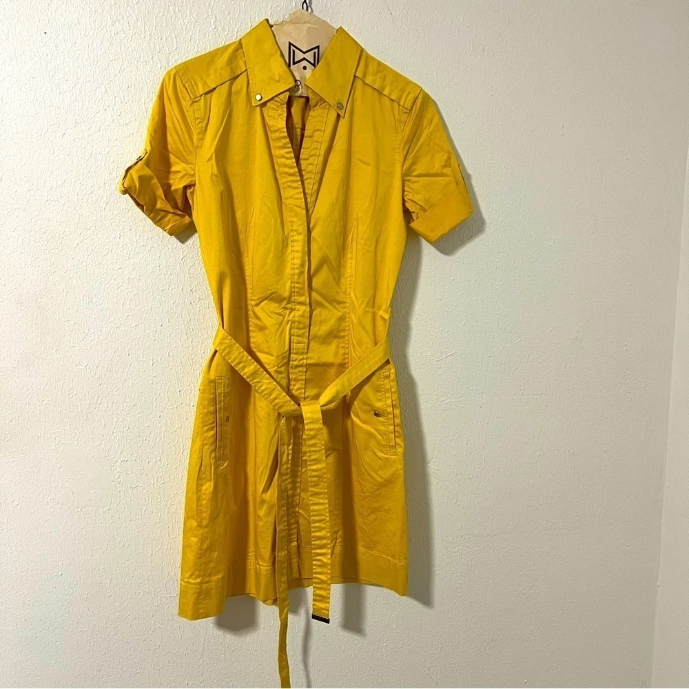 New York & Company Yellow Shirtwaist Mini Dress